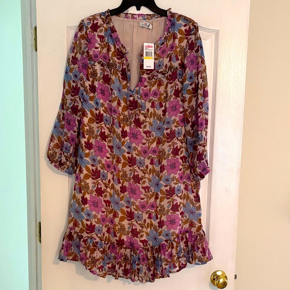 Vineyard Vines Purple and Blue Floral Dress M NWT